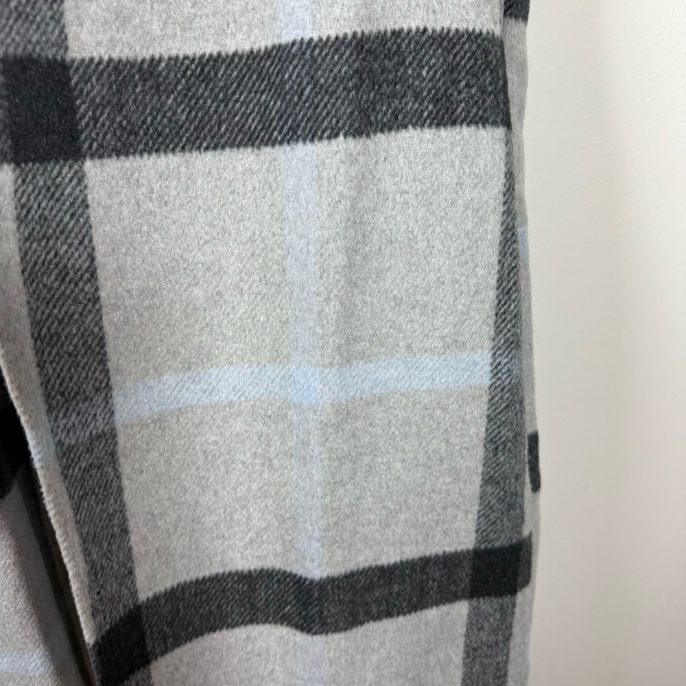 Favlux Long Wool Blend Gray Blue Plaid Cardigan Sweater Vest Size Large - Picture 6 of 14